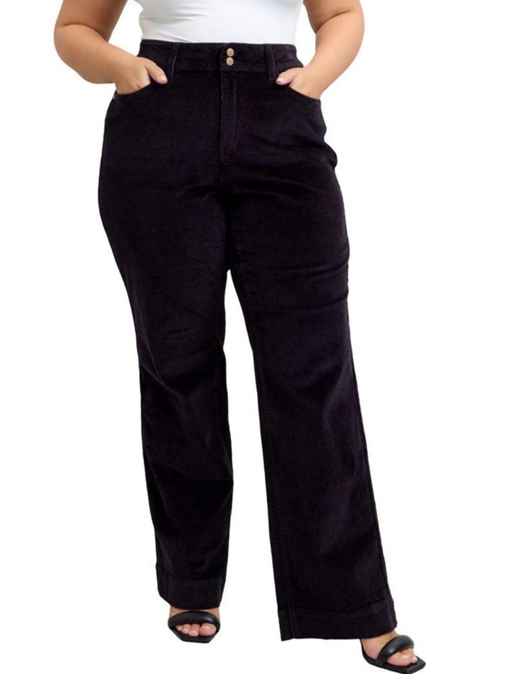 NWT Judy Blue Black Courdoury High Rise Wide Leg Trouser Pants Size 5, 27